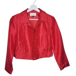 Cache Vintage Red Blazer Jacket Button Down Shoulder Pads Women's Size 4 #3319